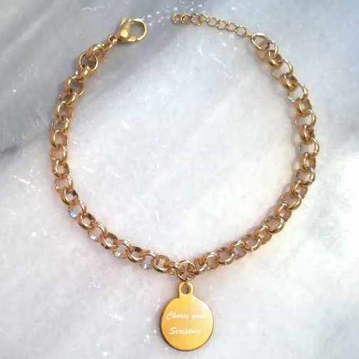 Gold Christian bible verse charm bracelet made in Canada
