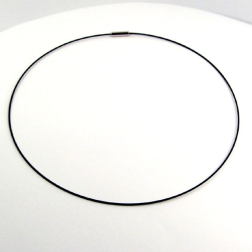 Black Nylon Coated Steel Cable Choker with Clasp 19 INCH for...