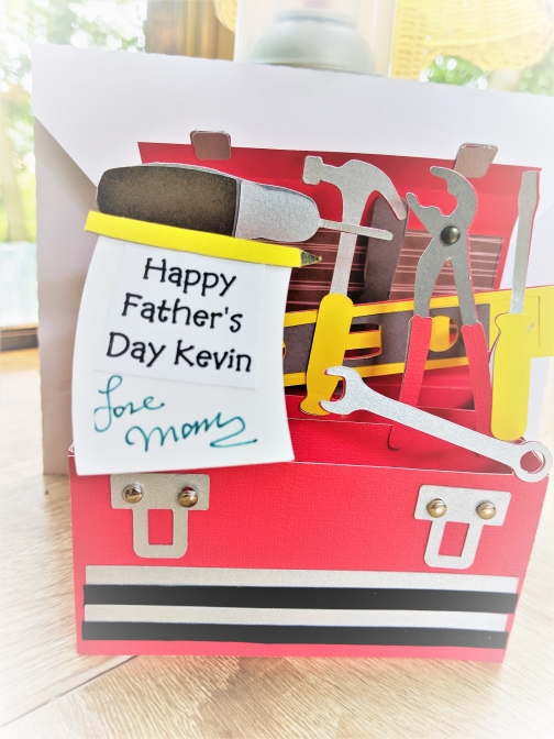 Tool Chest 3D Box Greeting card opens to box shape folds flat