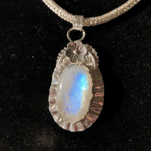 Moonstone Necklace with Fine and Sterling Silver