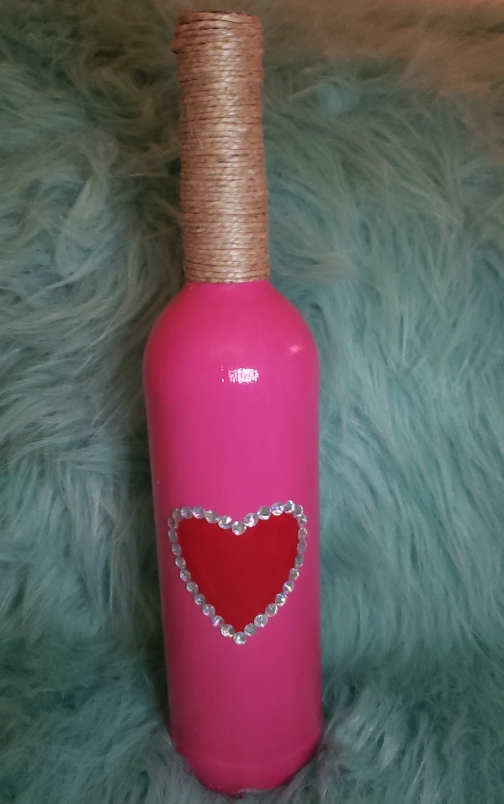 Pink Heart Wine Bottle Vase by Fairytale Boutique, Home Accents