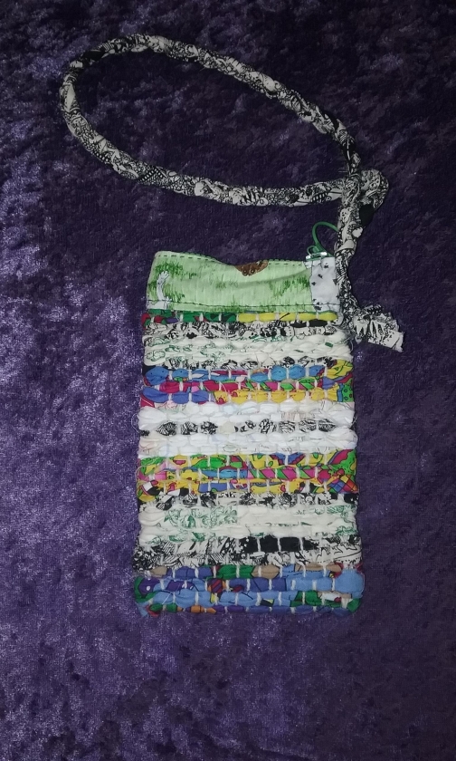 Small Rag Rug Bag in Blue and Green by Manitu Okahas Studio