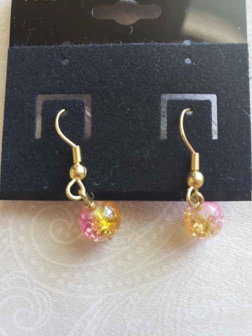 Pink and Gold Earrings by Handcrafted By Heinrichs, Earrings