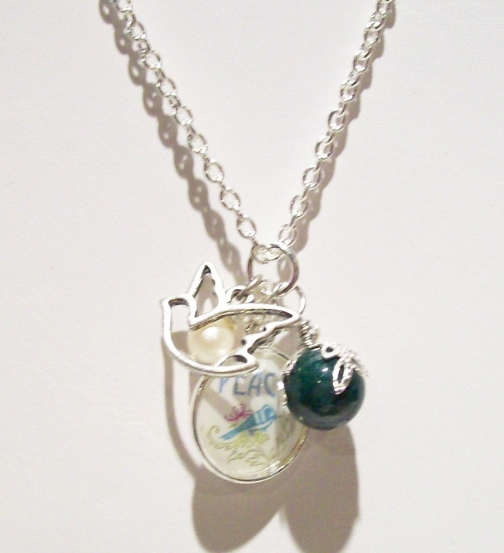 Mountain Jade And Charms Pendant With Silver Chain by designsbydebra