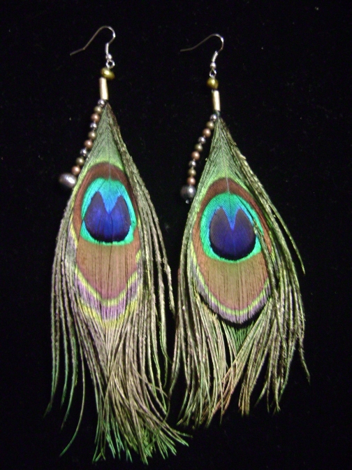 Peacock Feather Earrings by Ethnic Addict, Earrings