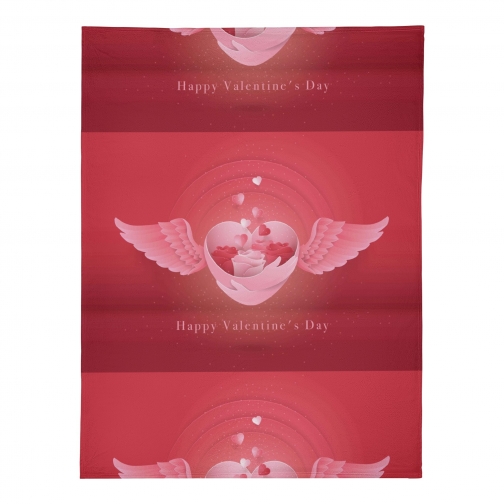 Happy Valentines Day Polyester Premium Fleece Blanket