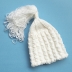 Baby Girl Bell-Shaped, Hand-Knitted Hat (White)