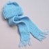 Baby Hand-Knitted Hat with Scarf (Blue)
