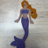 Purple Mermaid Lace Ornament  Machine Embroidered Ocean Fantasy