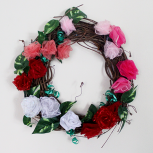 18" Ribbon Rose Wreath