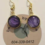 Sterling Silver Frosted Lavender Glass Earrings 