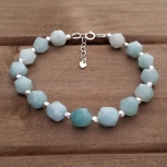 Healing Bracelet - Amazonite - Honour - Communication - Clarity - Eloquence - Trust - Self love - Sterling Silver - 8 mm beads - 7-8 inches