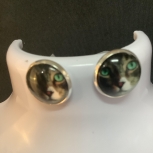 Pmc Silver cat face stud earrings 18 