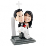 Personalized Wedding Cake Topper of a Rosy Couple