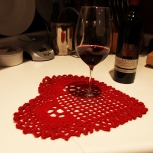 Valentine's Day Home Decor - Crocheted Table Cover "Red Heart"  