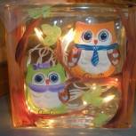 lighted glass owl block