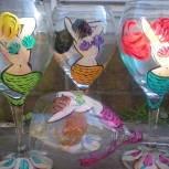  hand painted goblets in fun mermaids. 