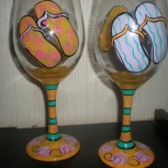 orange and purpler flip flop wine goblets