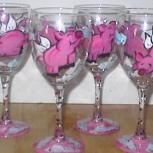 flying pig goblets, set/4