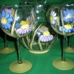 lavender daisy pitcher and goblets set