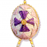 Egg Fabric Quilted Ornament. Egg Ornament. Purple Cross