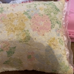 Yellow Lace Beaded Flower Pillow
