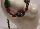 Beautiful Zeosite Ruby Gemstone and Color Matching Cultured Pearls