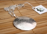 Sterling Silver Bark Disc Necklace