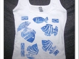 Blue Fish Tank Top / Shirt Spring Summer