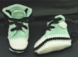 Hand Crocheted Courtside Baby Booties 3-6 months