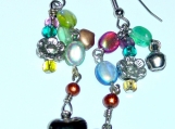 GLASS BEADED Chain Link Earrings With Charms And Jingling Bells