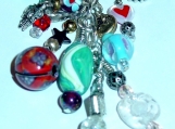 Large Chain Zipper Pull Charm OOAK  Glass Beaded Purse Back Pack Charm