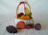 Wood Folk Art Fruit with Basket