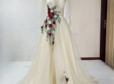 Sexy A-Row 3D Flower Backless Ball Dress Banquet Dress Bridesmai