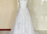 Luxury lace A-line V-neck wedding dress