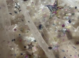 Soft mesh sequin embroidery, colorful star embroidery, lace fabr