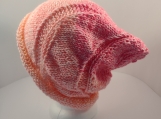 Hand Knit Swirled Slouch Hat Pink Super Soft New 