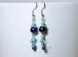RnJ_PearlsFloral_Blue Earring 925 SilverWire