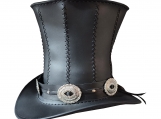 Rock Star Slash Inspired Black Leather Top Hat