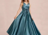 A-line V-neck Turquoise Flower Girl Dress Birthday Party Dress