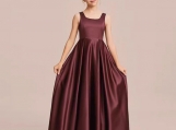 Burgundy Wine Red Flower Girl Dress Birthday Party Dress 