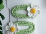 Crochet daisy hair clips, soft hair pin for girl