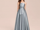 Dark Gray Satin Floor Length Flower Girl Dress