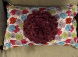 Fun Mixed-Media Multi-Colored Flowered Pillow