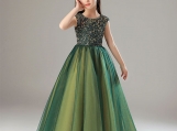 Green Sequins Flower Girl Dress Birthday Party Dress