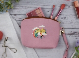 Handmade Embroidered Makeup Bag, Cat Zipper Pouch, Cosmetic Bag