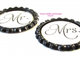 Mr.& Mrs. Flattened Bottle Cap Refrigerator Magnets