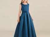 Navy Blue Satin Flower Girl Dress Formal Dress