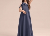 Navy One Shoulder Flower Girl Dress Birthday Party Dress 