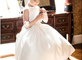 Satin Crew Flower Girl Dress Birthday Party Dress Girl Dress